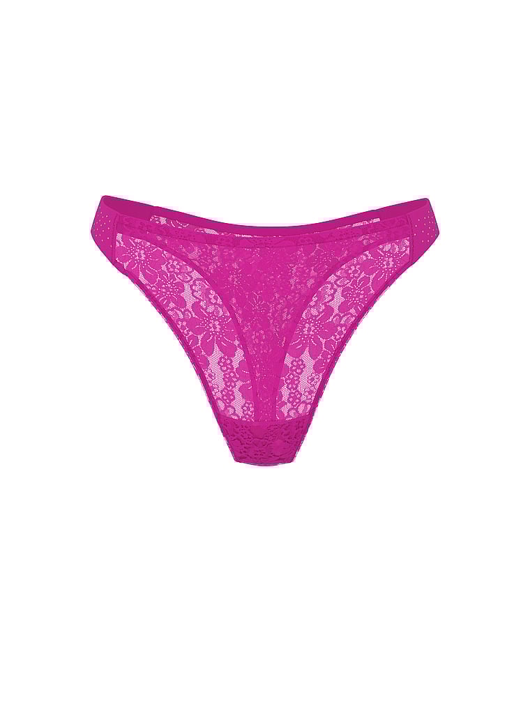 PINK Logo Thong Panty, Pink Fire, offModelFront, 3 of 3