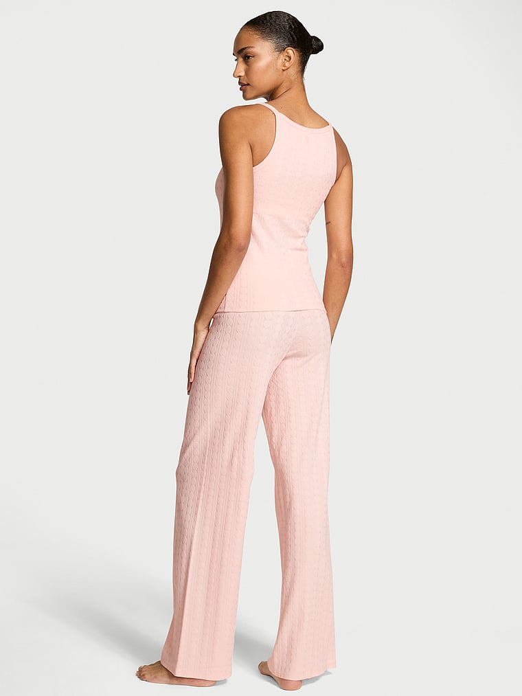 Victoria's Secret, Victoria's Secret Heart Pointelle Cami & Pants Set, Purest Pink, onModelBack, 2 of 2 Anyeline is 5'10" or 178cm and wears S/Long