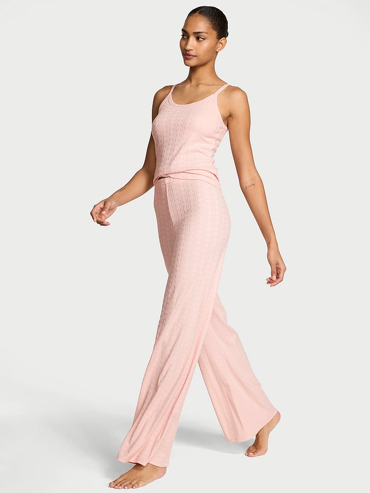 Victoria's Secret, Victoria's Secret Heart Pointelle Cami & Pants Set, Purest Pink, onModelFront, 1 of 2 Anyeline is 5'10" or 178cm and wears S/Long