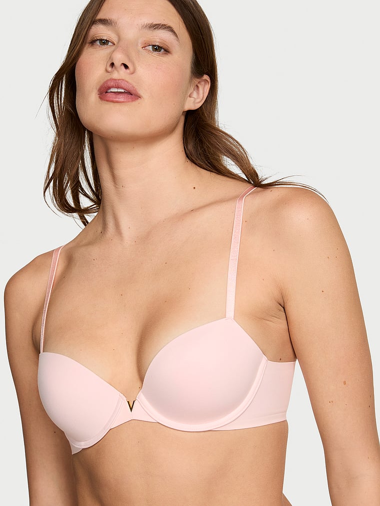 Victoria's Secret, Love Cloud Smooth Lightly Lined Demi Bra, Purest Pink, onModelFront, 1 of 4
