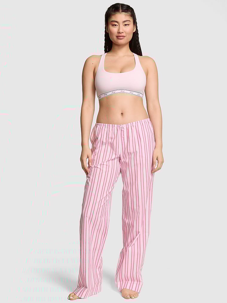 PINK Sweet Dreams Pajama Pants, Pink Tulip/Magenta Rose Stripes, onModelBack, 1 of 2 Gloria is 5'9" and wears Small
