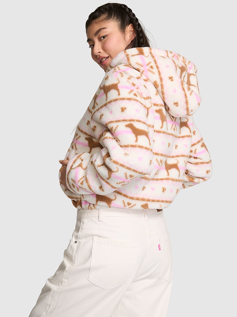 Plush Teddy Hooded Bomber Jacket