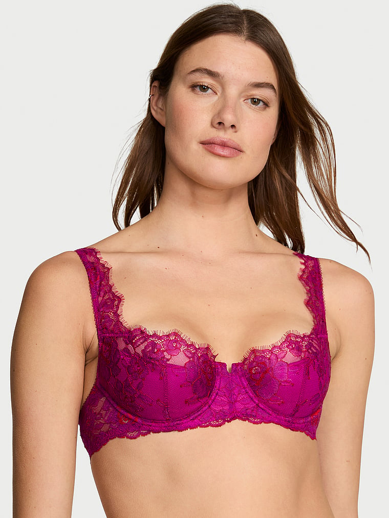 Rose Lace Shimmer Uplift Balconette Bra