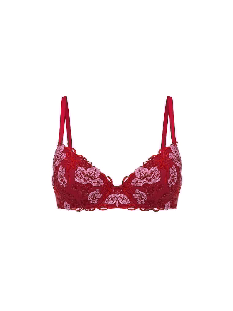 Floral Embroidery Lightly Lined Demi Bra