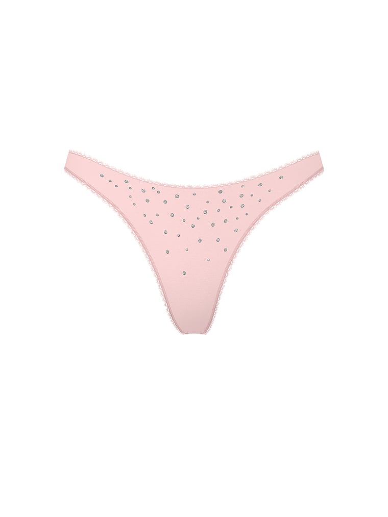 Stretch Pointelle High-Leg Scoop Thong Panty
