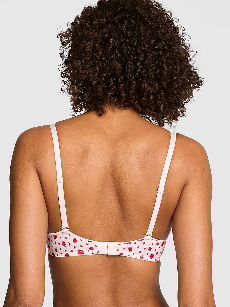 PINK Wear Everywhere Wear Everywhere Push-Up Bra, Winter White Rose Floral Print, onModelBack, 3 of 4