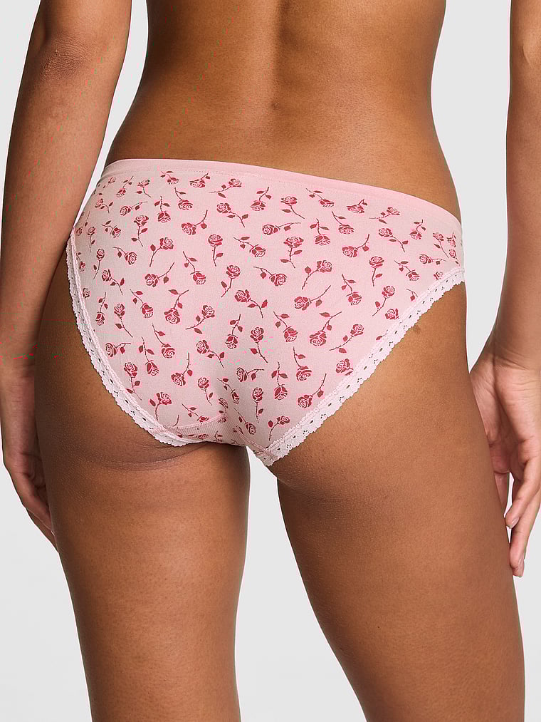 PINK Seamless Bikini Panty, Pink Tulip Wildrose Print, onModelBack, 2 of 3 Vanessa is 5'10" and wears Small