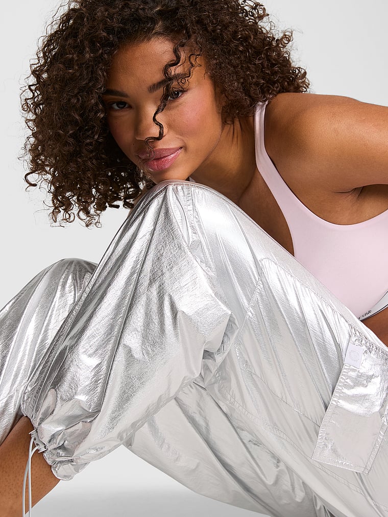 PINK Metallic Barrel Cargo Pants, Silver Metallic, detail, 5 of 5
