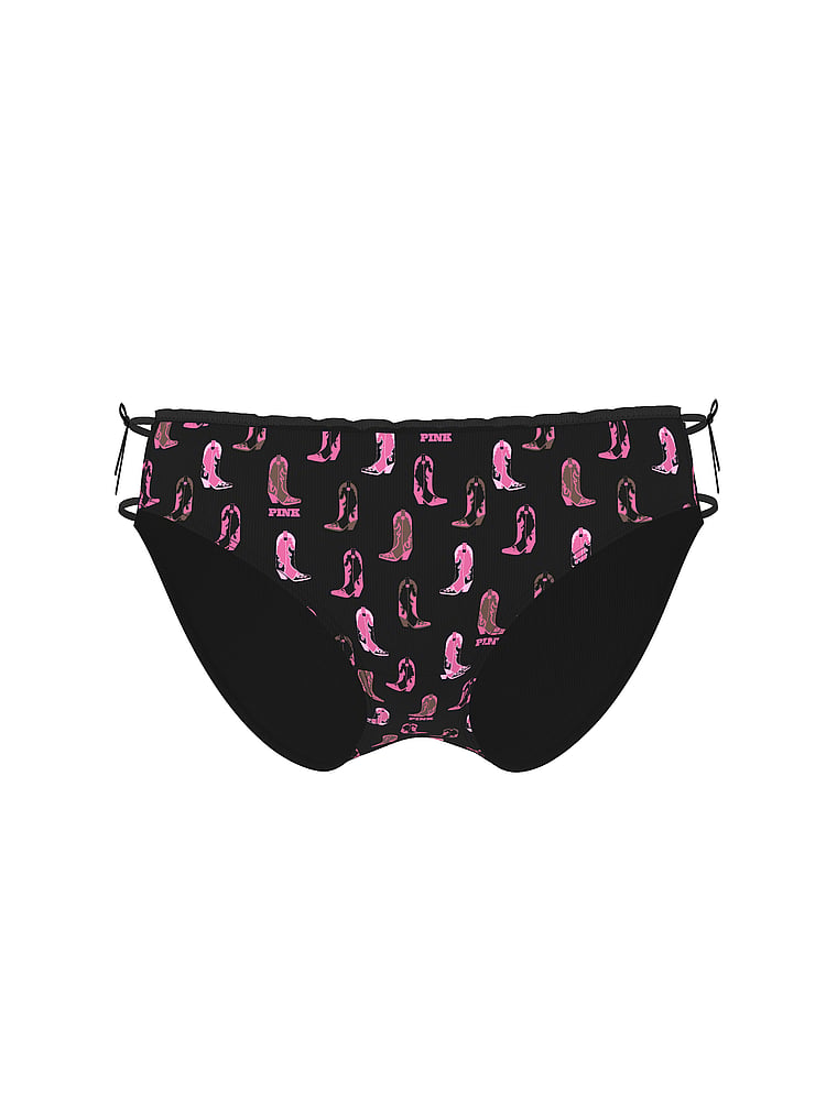 PINK Cotton Bikini Panty, Black, offModelFront, 3 of 3