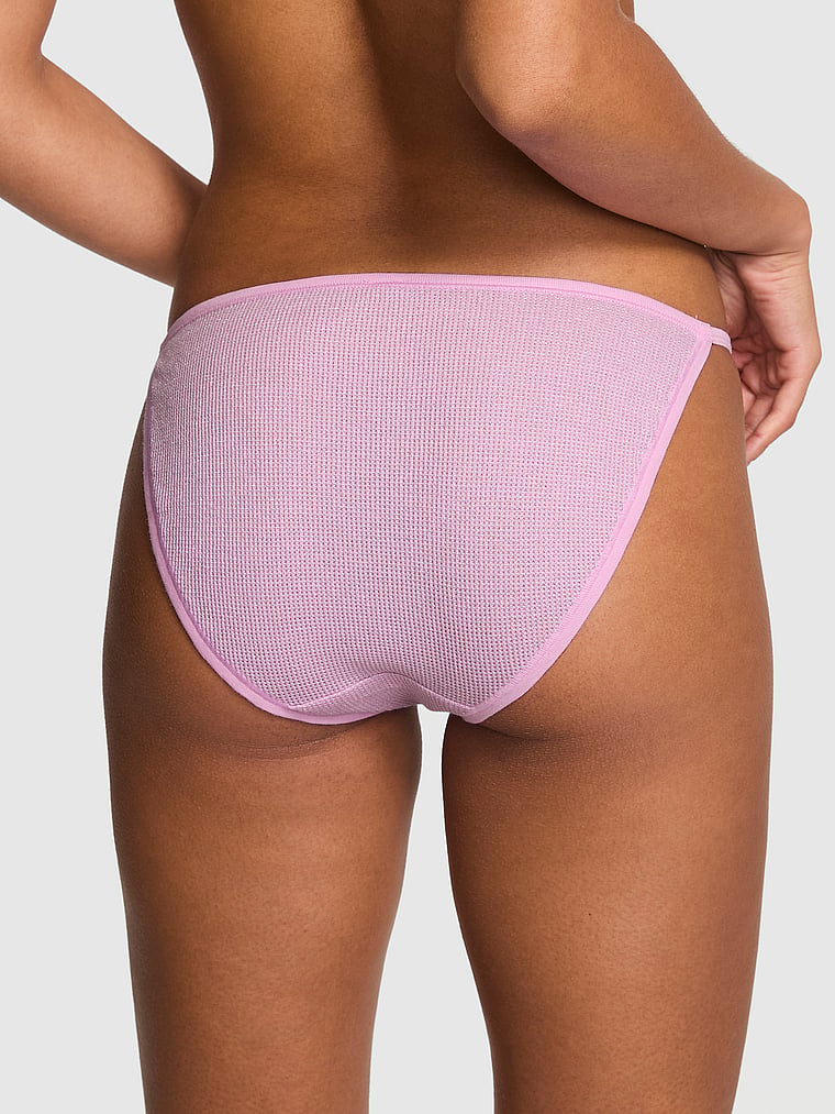 PINK Cotton String Bikini Panty, Hushed Lilac, onModelBack, 2 of 3