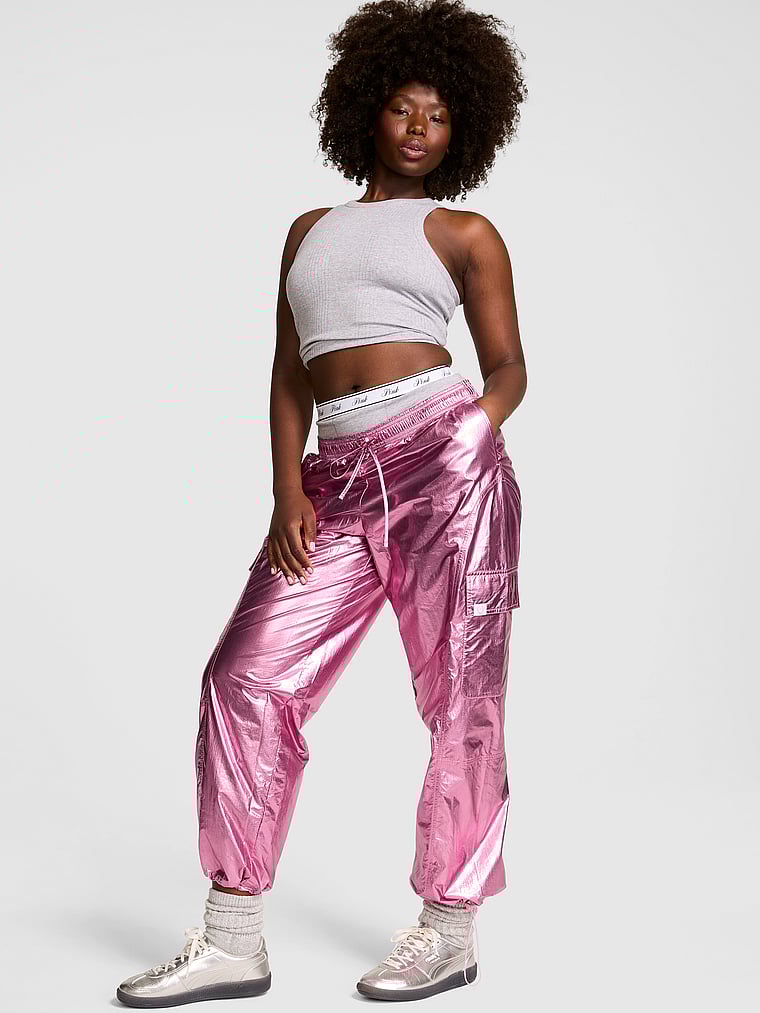 Metallic Barrel Cargo Pants