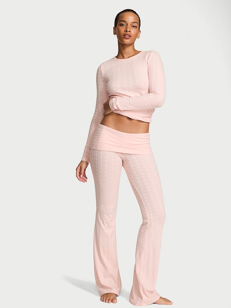 Heart Pointelle Long-Sleeve Top & Pants Set