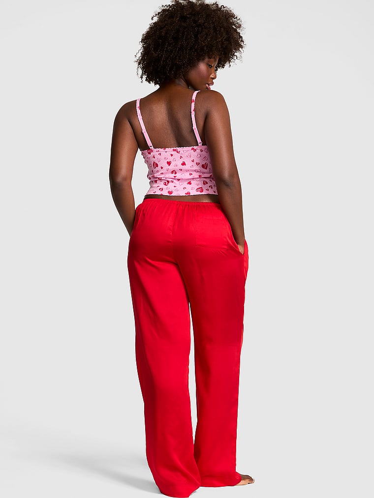 PINK Sweet Dreams Pajama Pants, Bright Vermilion Diamante "P" Graphic Hit, onModelBack, 2 of 4 Fanta is 5'11" and wears Large