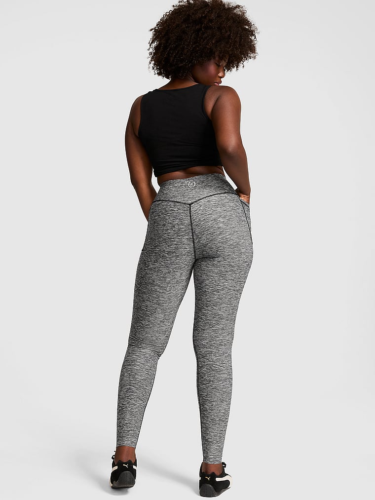 PINK Relay Leggings, Pure Black Marl, onModelBack, 2 of 3 Fanta is 5'11" or 180cm and wears Medium