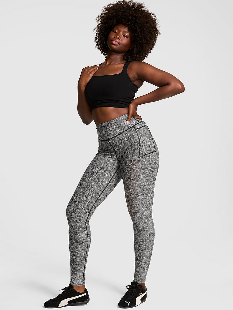 PINK Relay Leggings, Pure Black Marl, onModelFront, 1 of 3 Fanta is 5'11" or 180cm and wears Medium