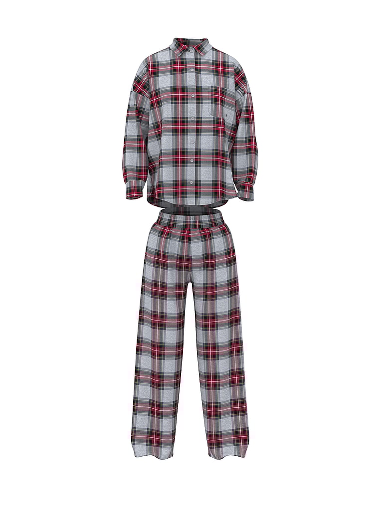 Victoria's Secret, Victoria's Secret Modal-Cotton Long Pajama Set, Tartan Plaid, offModelFront, 3 of 3