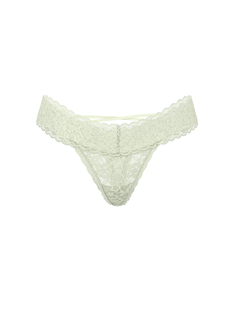 Victoria's Secret, The Lacie Lace Thong Panty, Mint Crush, offModelFront, 3 of 3
