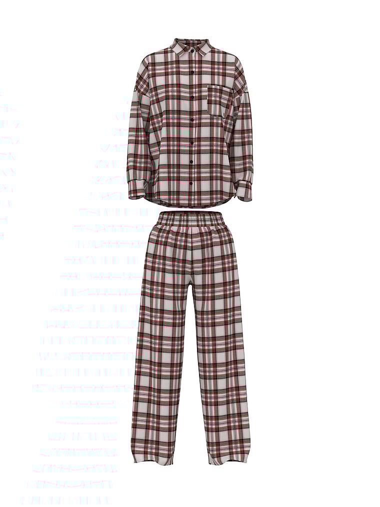 Flannel Oversized Long Pajama Set