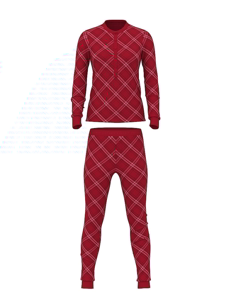Soft Thermal Henley Long Pajama Set