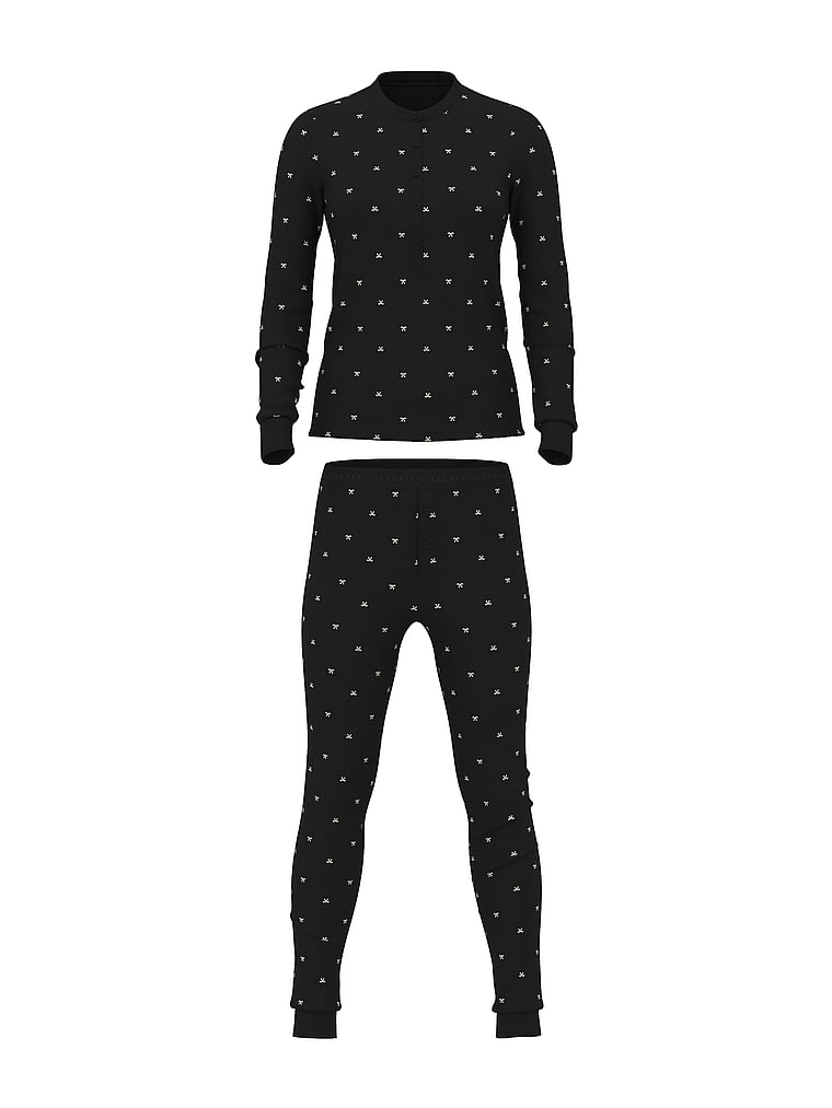 Soft Thermal Henley Long Pajama Set