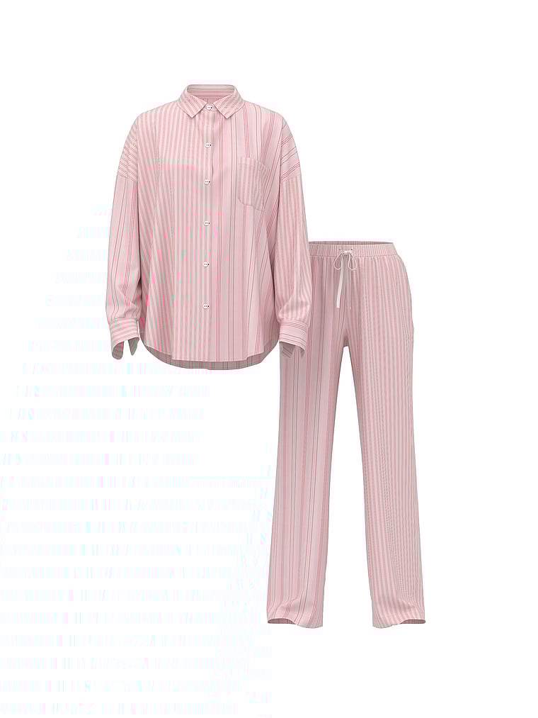 Flannel Oversized Long Pajama Set