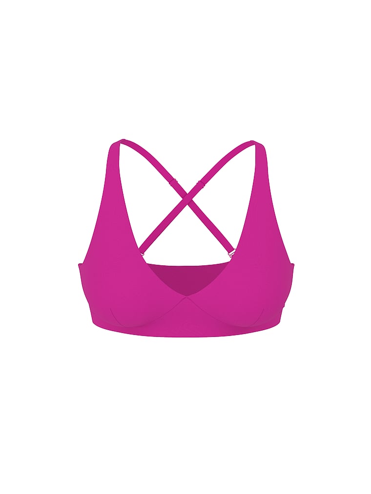 PINK PINK Relay™ Criss-Cross Plunge Sports Bra, Pink Fire, offModelFront, 3 of 3