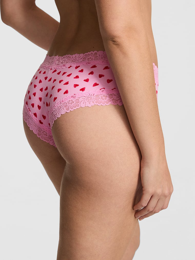 PINK PINK Wink™ Lace-Trim Cheeky Panty, Pink Hearts, onModelBack, 2 of 4 Taylor is 5'8" and wears Small