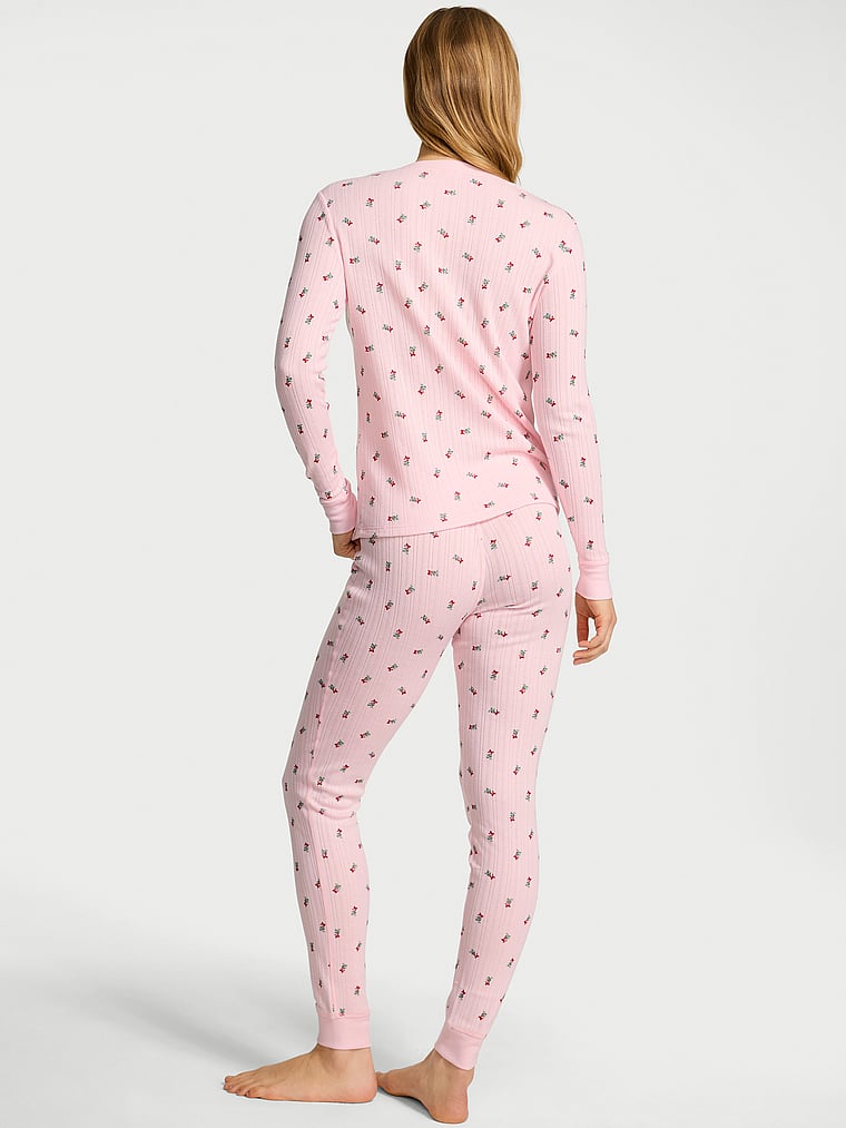 Cozy Pointelle Henley Long Pajama Set