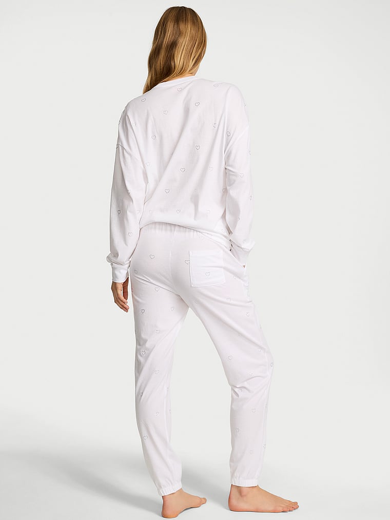 Victoria's Secret, Victoria's Secret 100% Cotton Shine Long Pajama Set, Vs White W Bling Hearts, onModelSide, 2 of 5 Lotta is 5'10" or 178cm and wears S/Regular