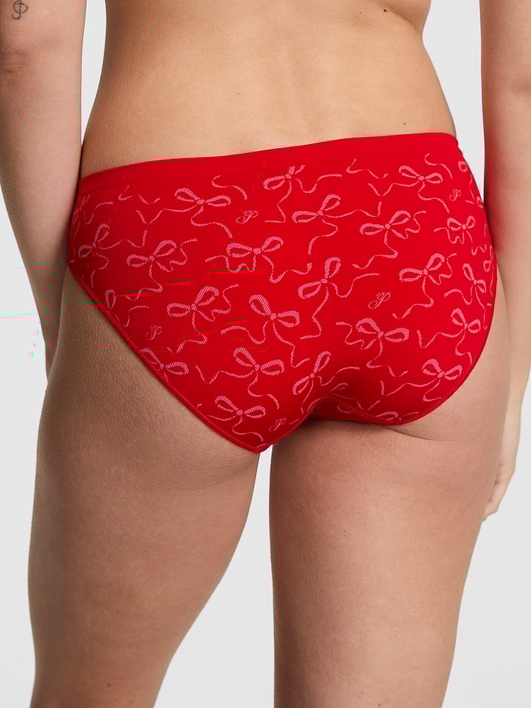 PINK Seamless Bikini Panty, Bright Vermillion Bow Print, onModelBack, 2 of 3 Taylor is 5'8" and wears Small