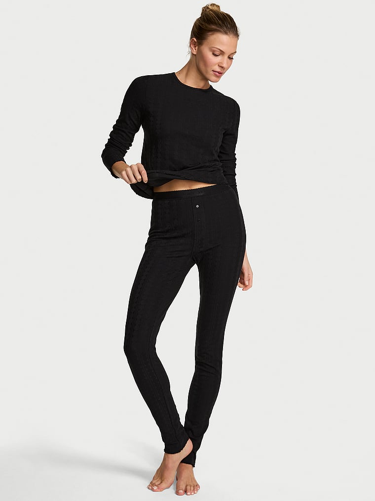 Cozy Pointelle Henley Long Pajama Set