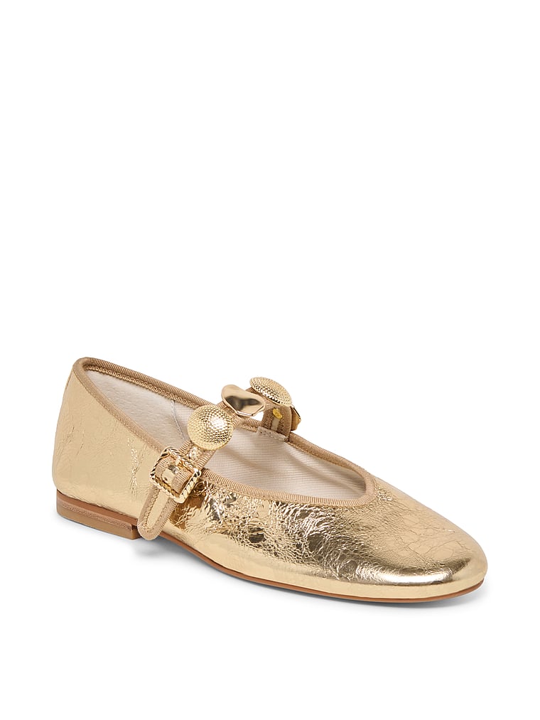 Dolce Vita Relan Ballet Flat, Gold Distressed Leather, detail, 4 of 4