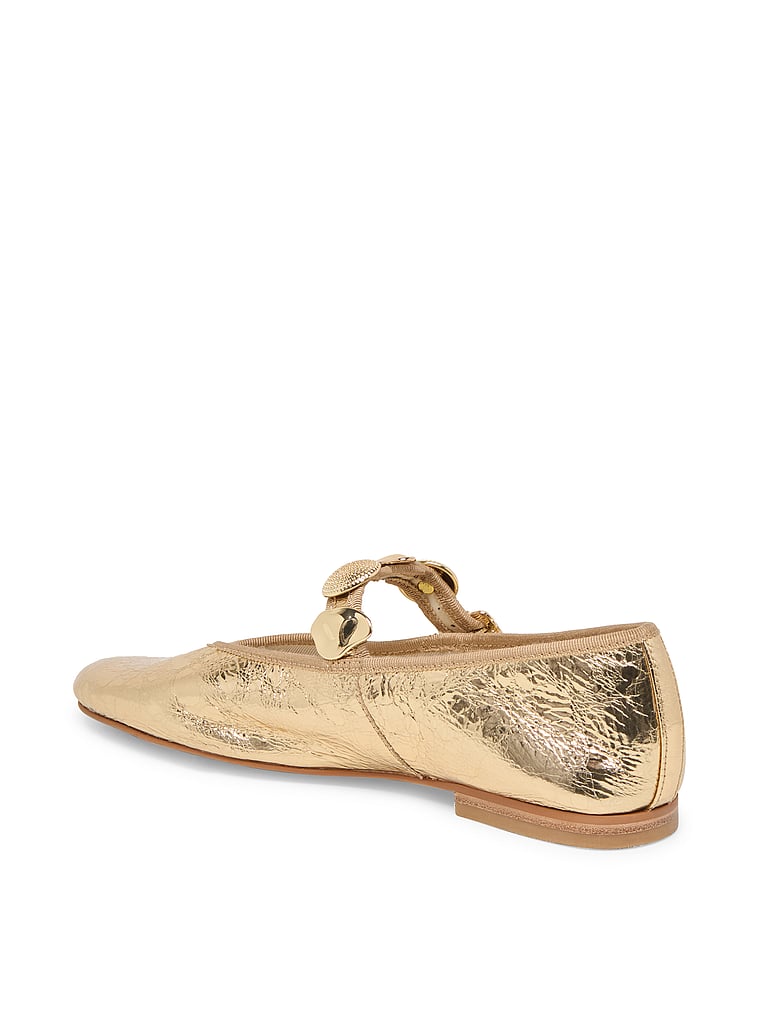 Dolce Vita Relan Ballet Flat, Gold Distressed Leather, onModelBack, 2 of 4