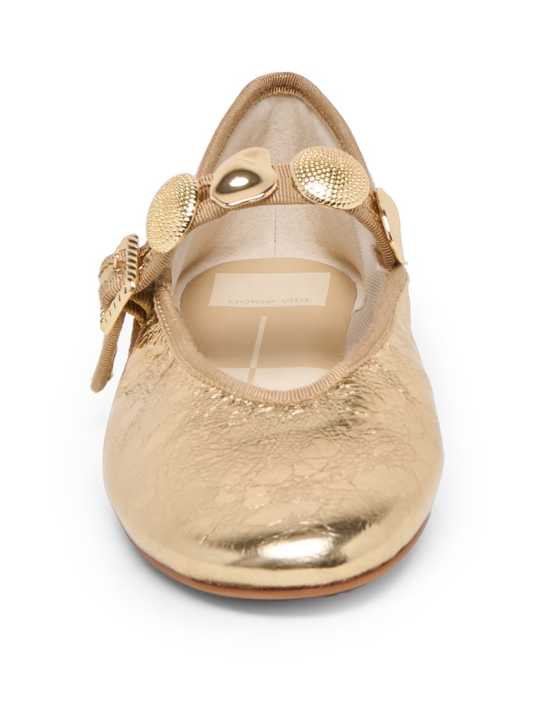 Dolce Vita Relan Ballet Flat, Gold Distressed Leather, onModelFront, 1 of 4