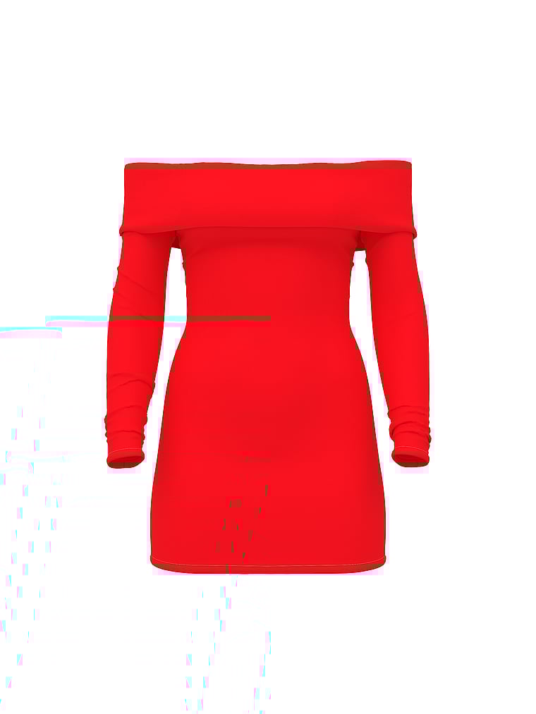 All-Day Soft Ribbed Off-The-Shoulder Mini Dress