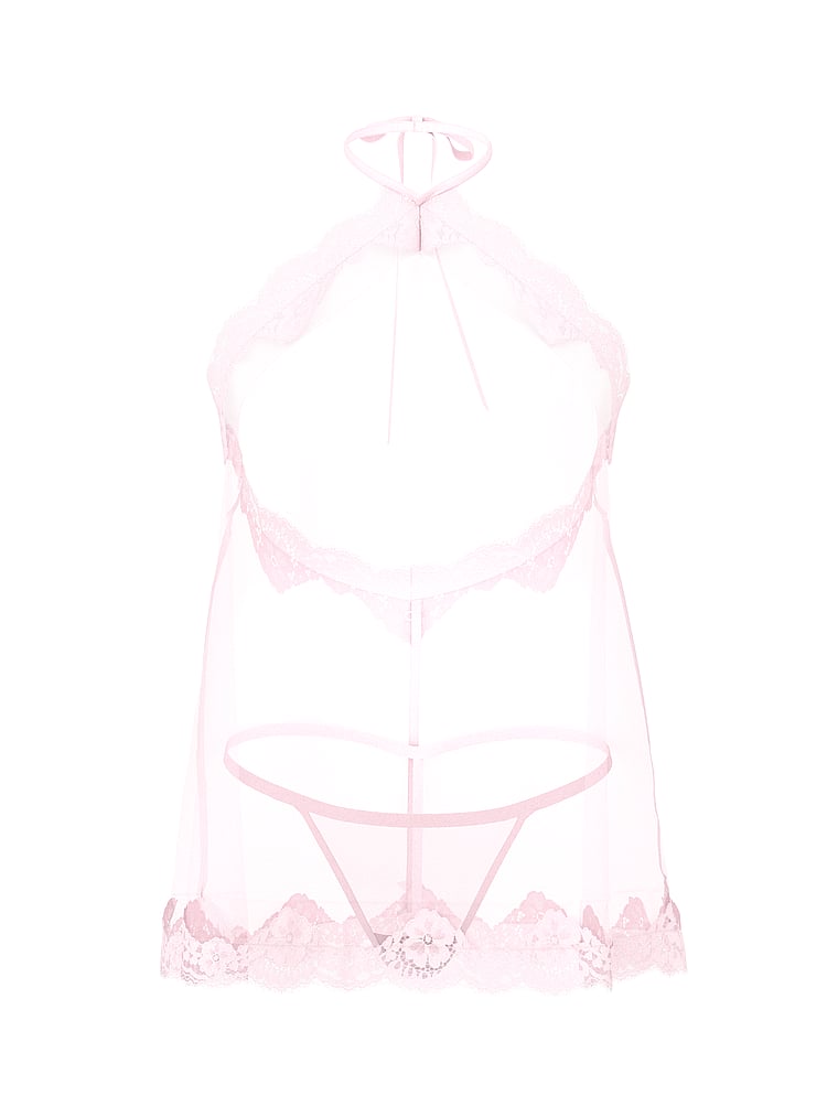 Twinkle Chiffon Halter Babydoll Set