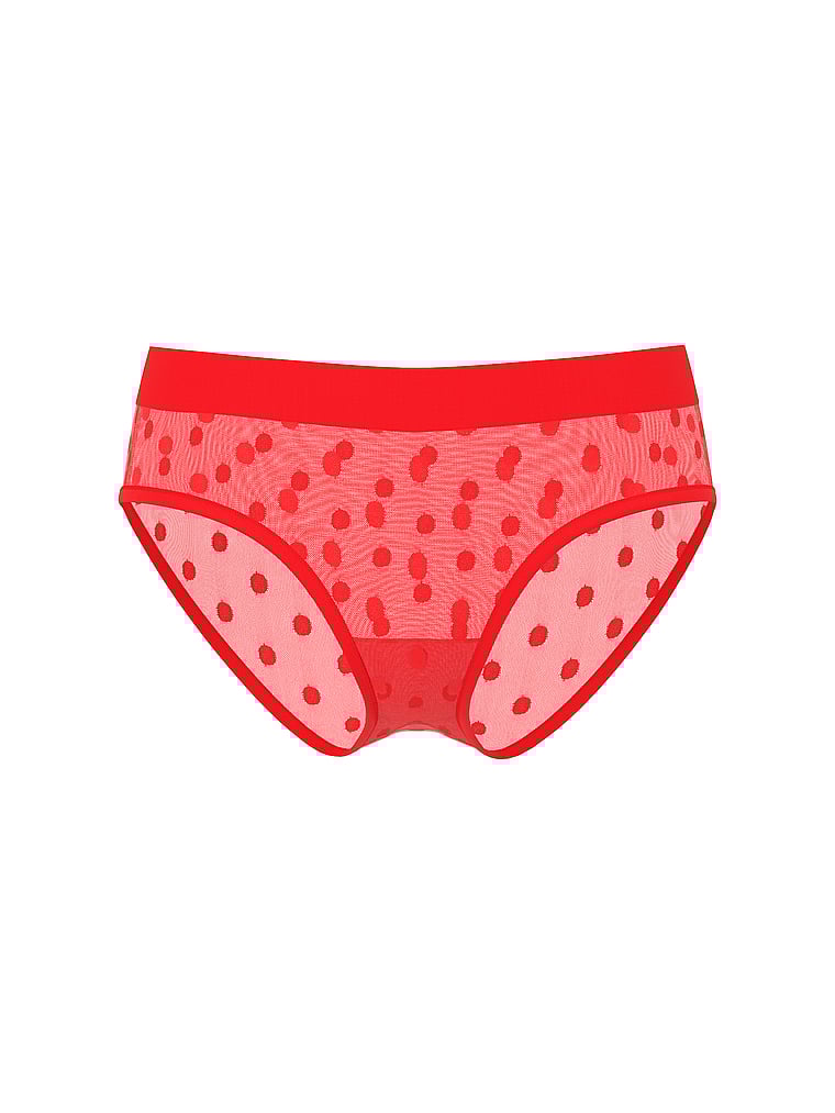 Victoria's Secret, Cotton Logo Cotton Hiphugger Panty, Bright Vermillion, offModelFront, 3 of 3