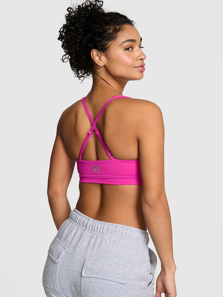 PINK PINK Relay™ Criss-Cross Plunge Sports Bra, Pink Fire, onModelBack, 2 of 3