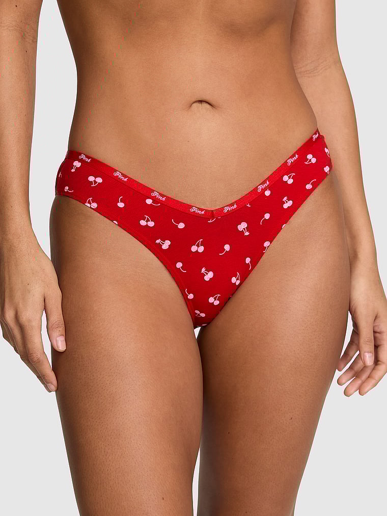 PINK Logo Cotton Tanga Panty, Print, onModelFront, 1 of 3