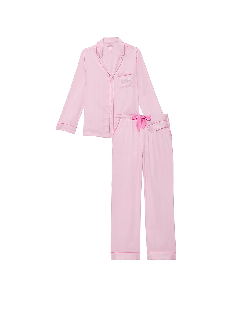 PINK x LoveShackFancy Satin Long Pajama Set