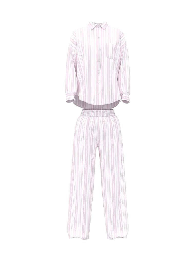Modal-Cotton Striped Long Pajama Set