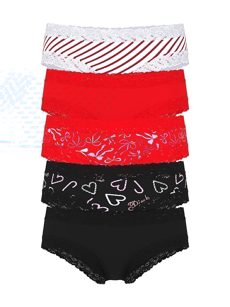 PINK 5-Pack Wink Lace Mixed Cheeky Panties, Print, offModelFront, 1 of 1