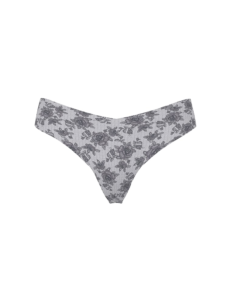 Victoria's Secret, No-Show No-Show Stripe Mesh Thong Panty, Tornado Floral, offModelFront, 3 of 3