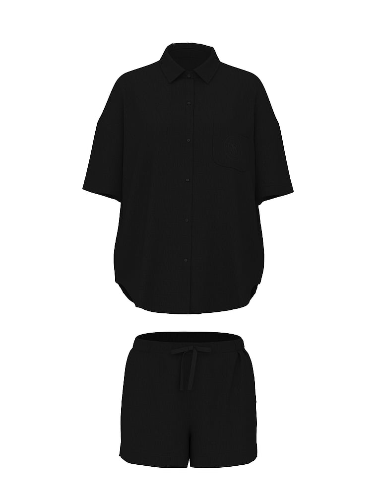 Glazed Satin Oversized Short Pajama Set