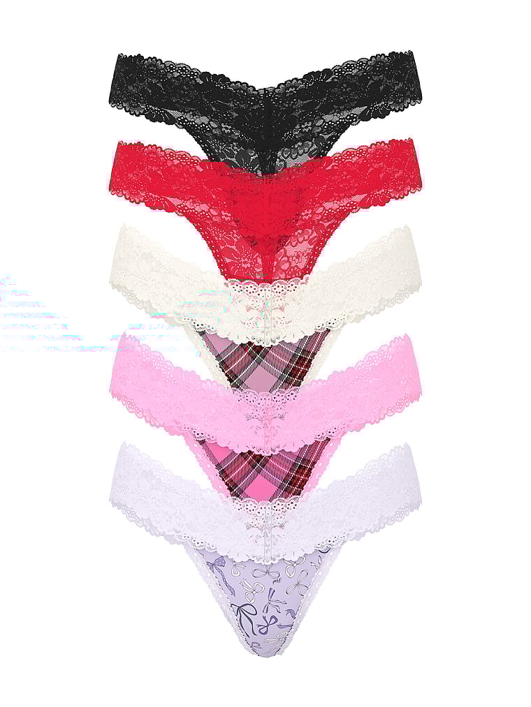 5-Pack Wink Lace-Trim Thong Panties
