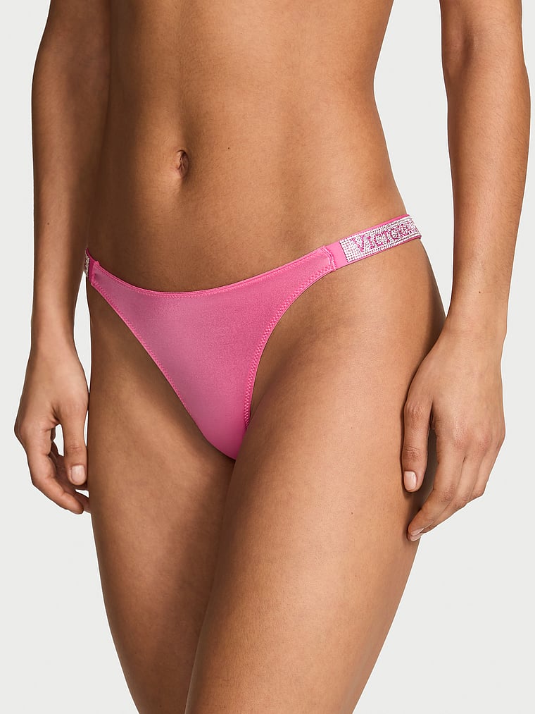 Victoria's Secret, Very Sexy Electric Orchid Shine Strap Brazilian Panty, Rose Garden, onModelFront, 1 of 4 Nikita  is 5'10" or 178cm and wears Small