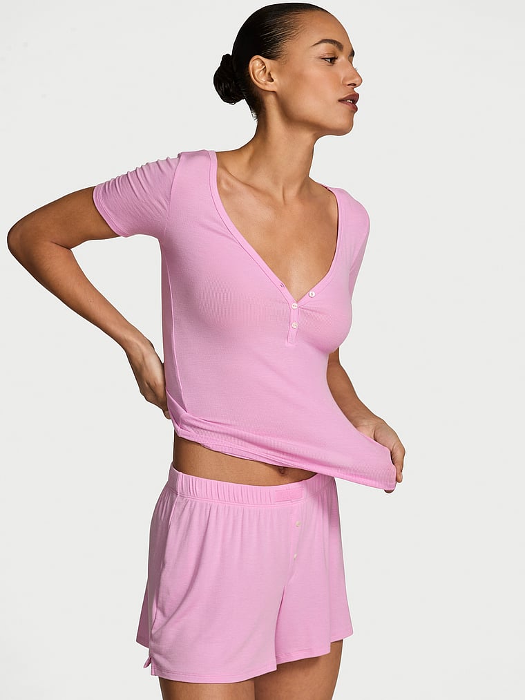 SoSoft Modal™ Ribbed Henley Tee & Boxer Shorts Set