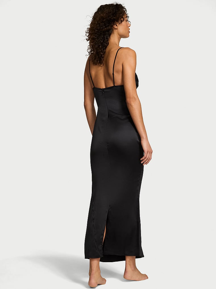Satin Sparkle Draped Maxi Slip