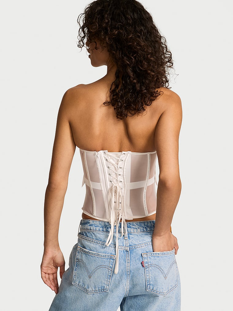Atelier Victoria's Secret Sheer Bow Strapless Corset Top