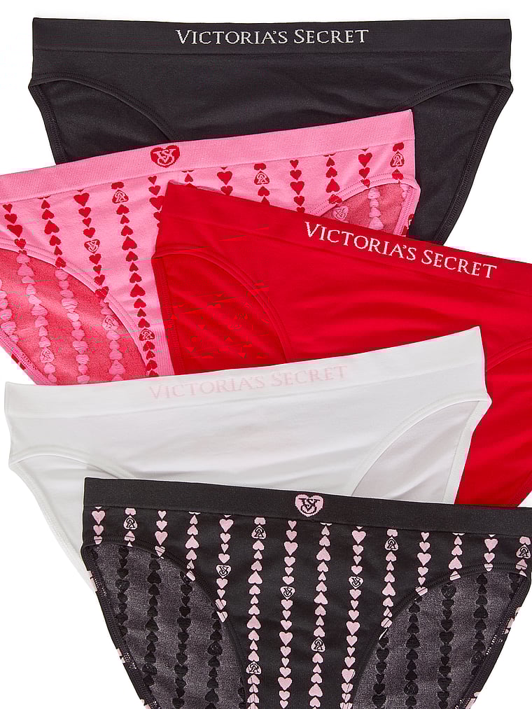 Victoria's Secret, Victoria's Secret 5-Pack Seamless Hearts Bikini Panties, Multi, detail, 2 of 2
